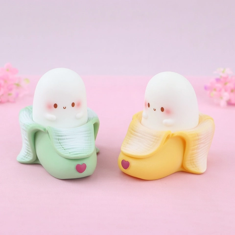 Luce Notturna LED Fantasma Banana Carina Lampada Da Comodino In Plastica PVC A Batteria Per Arredamento Camera Bambini Cuore