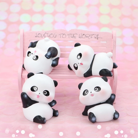 Süße Panda Figur Miniatur Harz Cartoon Tier Statue Für Schreibtisch Auto Armaturenbrett Kuchen Deko Heim Büro Dekoration