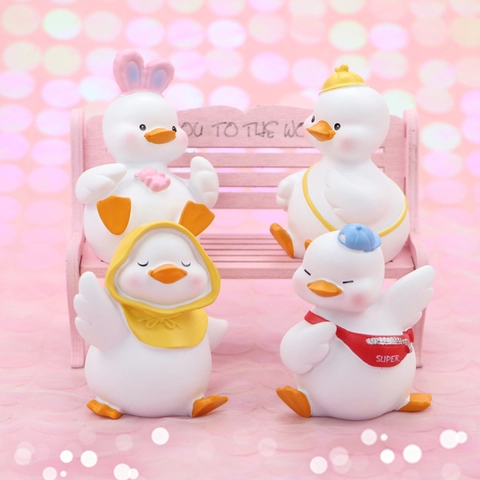 Süße Mini Entenfiguren Kreative Harz Tierstatue Für Auto Armaturenbrett Schreibtisch Büro Dekor Kawaii Kuchendekoration