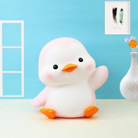 Cartoon Penguin Piggy Bank Large Capacity Vinyl Anti Fall Money Box Desktop Ornament For Kids Boys Girls Gifts Novelty