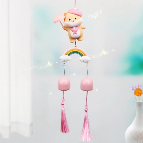 Simpatico Carillon a Vento Animali Cartoni Animati Ornamento Sospeso Con Campanello Nappa Per Camera Letto Bambini Regalo Compleanno