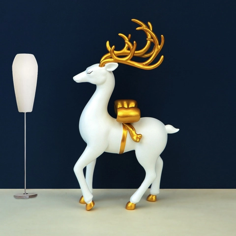 Statuetta Di Alce Cervo Minimalista Nordica Statua In Resina Bianco Oro Corna Per Soggiorno Home Office Arredamento Regalo Nozze