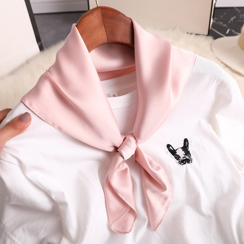Solid Color Satin Square Scarf Satin-Like Neck Wrap Elegant Decorative Hair Tie Fashion Accessory For Women