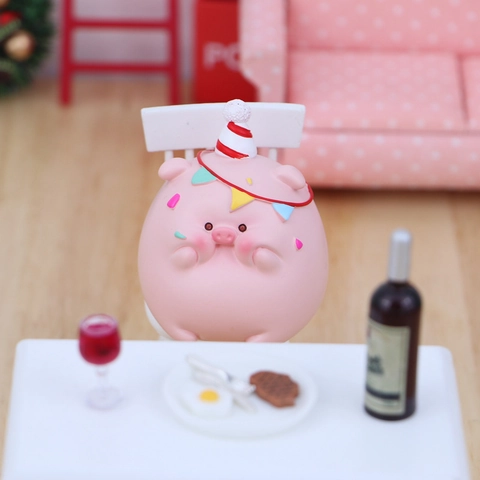 Figurines en Résine Boîte Aveugle Cochon Rose Dessin Animé Ornements de Bureau Cadeau d'Anniversaire Décoration Maison