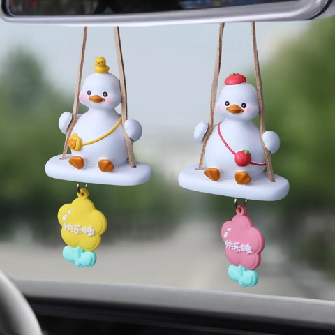 Simpatico Papera Cartone Animato Pendente Auto Resina Altalena Animale Specchietto Retrovisore Decorazione Regalo
