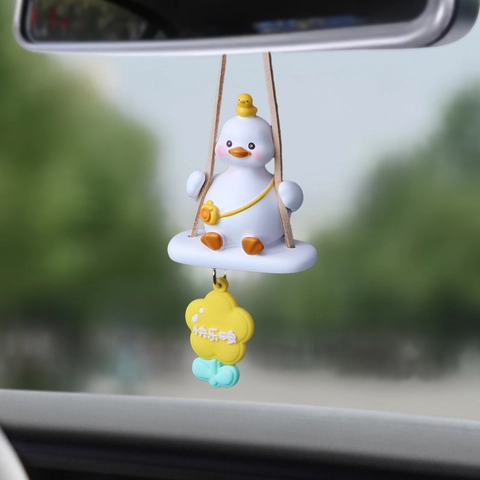 Simpatico Papera Cartone Animato Pendente Auto Resina Altalena Animale Specchietto Retrovisore Decorazione Regalo
