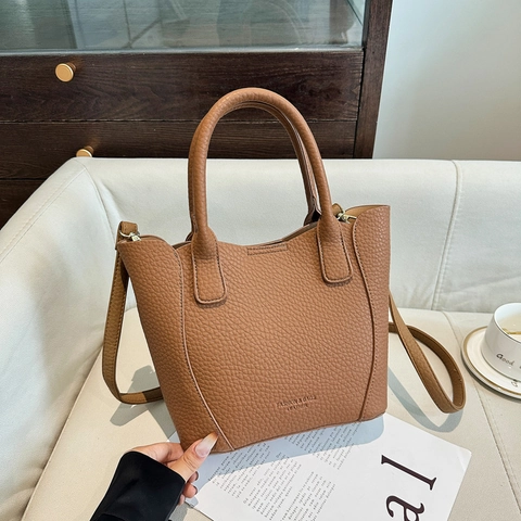 Damen Litschi Textur PU Leder Umhängetasche Mode Handtasche Casual Eimer Schultertasche Vielseitige Tote Mit Griff