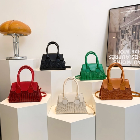 Sac à Épaule en Cuir PU Motif Crocodile pour Femmes Petit Sac à Main Carré à la Mode Avec Bandoulière Réglable