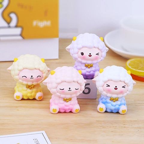Schattige Cartoon Schaap Hars Figuren Miniatuur Lam Beeldjes Voor Bureau Auto Dashboard Thuis Kantoor Kawaii Dier Decor