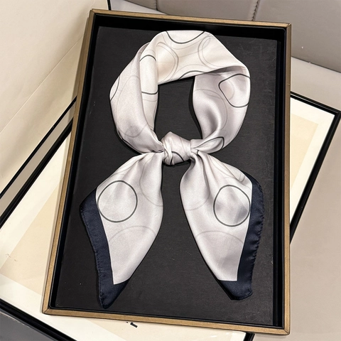 Damen Minimalistisches Satin Quadratisches Halstuch Geometrisches Kreismuster Bedruckt Elegantes Mode OL Dekor