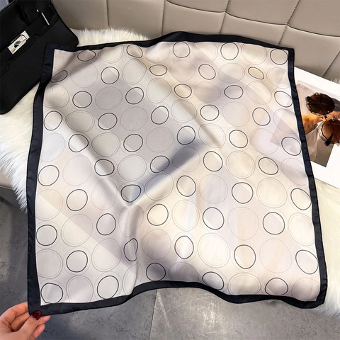 Damen Minimalistisches Satin Quadratisches Halstuch Geometrisches Kreismuster Bedruckt Elegantes Mode OL Dekor