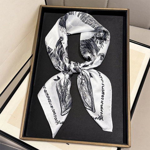 Women Square Scarf Faux Satin Satin Printed Equestrian Horse Floral Head Neck Wrap Lightweight Vintage Elegant Accessory