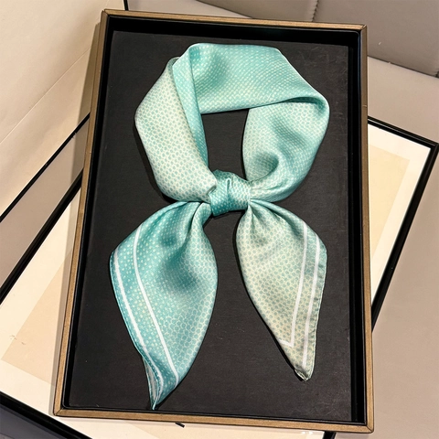 Sciarpa Quadrata In Poliestere Satinato Stampa Sfumata Motivo Geometrico A Pois Moda Elegante Foulard Da Donna