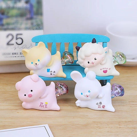 Cute Cartoon Animal Night Light Resin Butt Glowing Ornament Pig Sheep Dog Rabbit Desktop Decoration Gift For Office Bedroom