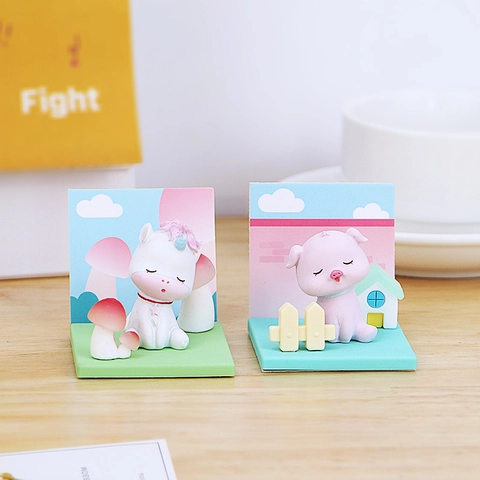 Miniature Animal Figurines Resin PVC Desktop Decor With Display Case Cartoon Landscape Background Office Home Gift