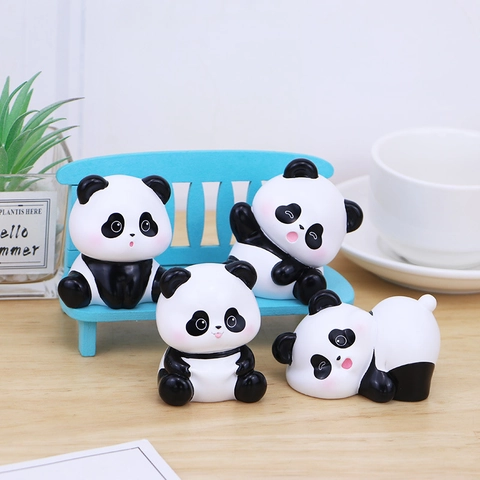 Simpatica Statuina di Panda in Resina Statua di Animale Mini Decorazione per Scrivania Interni Auto per Casa Ufficio Regalo