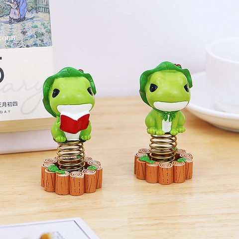 Resin Shaking Head Animal Spring Ornaments Cartoon Frog Bear Desktop Car Interior Office Decor Healing Shaking Toy