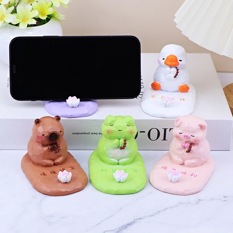 Tier Handyhalter Harz Tablet Ständer Schreibtisch Deko Cartoon Zen Heilung Stil Büro Home Dekoration