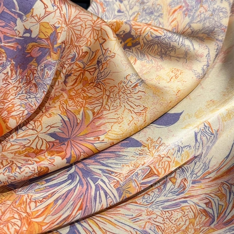 French Rainforest Print Square Scarf For Women Polyester Satin Satin Lightweight Artistic Floral Pattern Head Neck Wrap