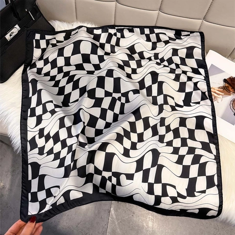 Square Scarf Women Polyester Satin Geometric Irregular Print Lightweight Elegant Vintage Neck Head Wrap Fashion Accessories