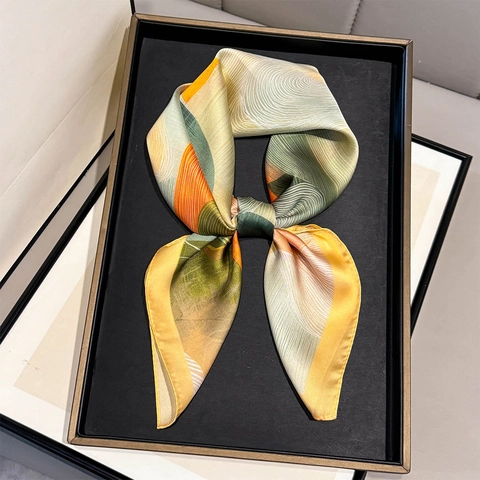 Carré en Satin à Imprimé Abstrait Vintage pour Femme Élégant Toucher Soie Foulard pour Décoration de Voyage Accessoires Luxe