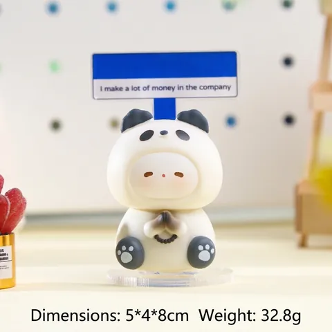 Cartoon Animal Praying Desk Ornaments Vinyl Office Decor Stress Relief Panda Cat Pig Dog Figurine With Wishing Road Signs