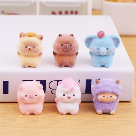 Mini Figurines Animaux Capybara Résine Flocage Mignon Dessin Animé Décoration Bureau Pour Table Bureau Jouet Anti Stress