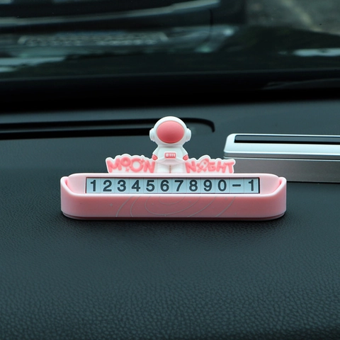 Astronaut Car Temporary Parking Card PVC Hidden Phone Number Plate Automobile Interior Moving Card Dashboard Decoration