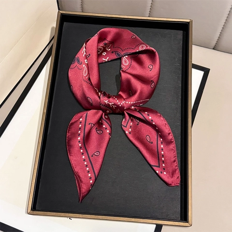 Foulard Quadrato Con Stampa Paisley Per Donna Raso Di Raso Sintetica Vintage Collo Retro Bohemien Accessori Per Capelli Leggero