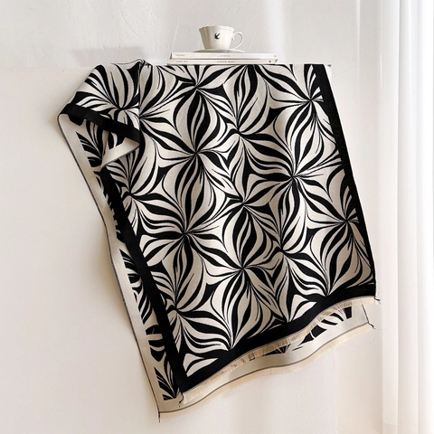 Dames Dikke Warme Kasjmier-Achtige Sjaal Abstracte Print Retro Lange Sjaal Met Kwastjes Franjes Elegante Winterwikkel