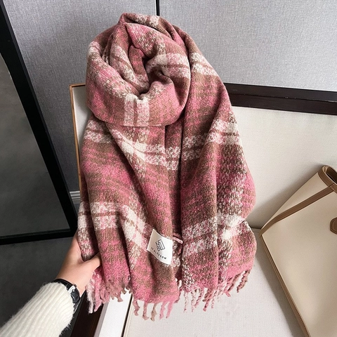 Sciarpa Invernale Donna Spessa Finta Cashmere Caldo Scialle Avvolgente Pied De Poule Quadri Nappine Morbido Elegante Lungo