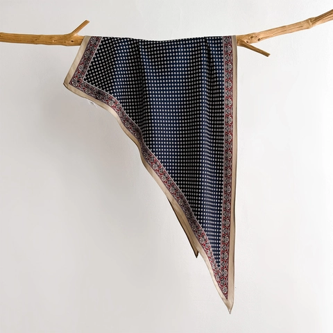 Foulard Triangolare Raso Simil Raso Stampato Motivo Geometrico Floreale Stile Francese Vintage Accessorio Di Moda