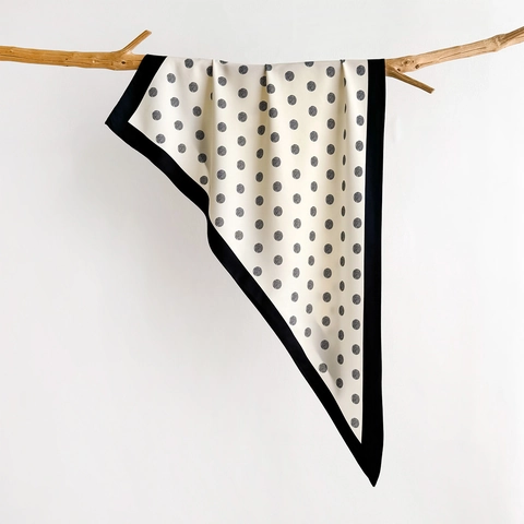 Sciarpa Triangolare Con Stampa A Pois Per Donna Elegante Scialle In Raso Simil Raso Foulard Vintage Versatile