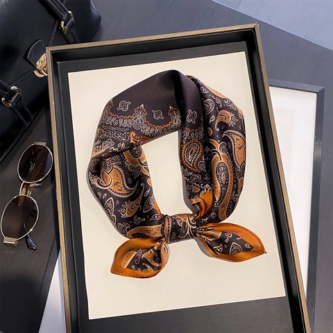 Elegante Pañuelo Cuadrado de Seda de Morera Retro Paisley para Mujer Pañuelo de Seda Versátil Estampado Floral de Seda