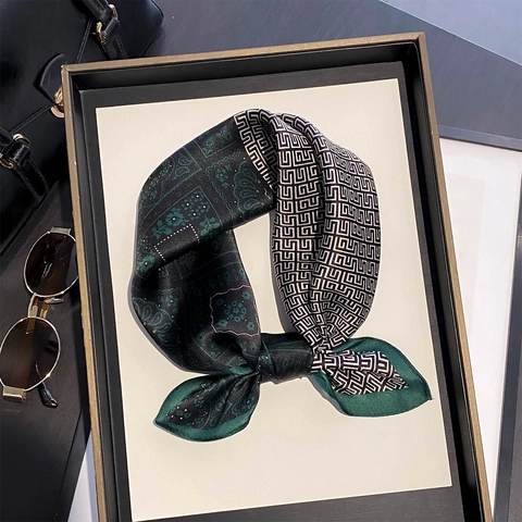 Pañuelo Cuadrado De Satén 100% Mora Vintage Con Estampado Paisley Geométrico Para Mujer Elegante De Satén