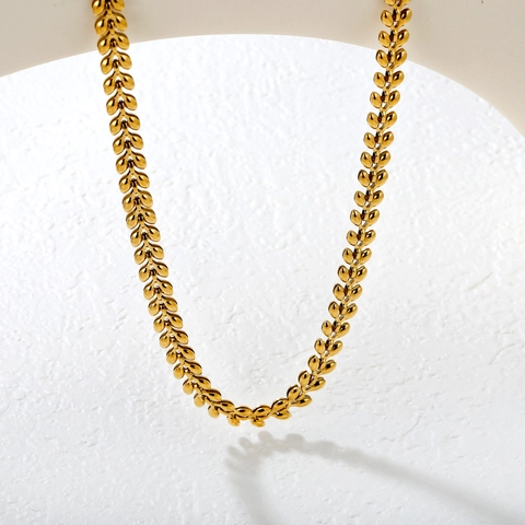 Collana A Catena A Lisca Di Pesce Acciaio Inossidabile Placcato Oro 18K Maglie A V Girocollo Clavicola Trendy Hip Hop