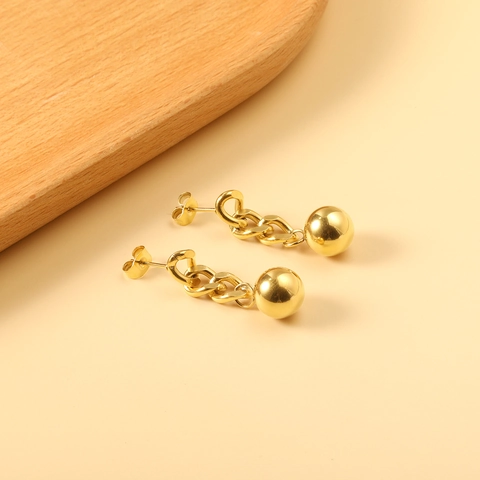 Minimalistische Edelstahl Kugel Kette Tropfen Ohrringe Polierte Geometrische Anhänger Schmuck Für Frauen Trendy