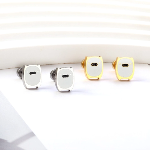 Pendientes De Robot De Dibujos Animados Y Cochecito De Bebé Acero Inoxidable Esmalte Goteo De Aceite Joyería Para Mujeres Niñas