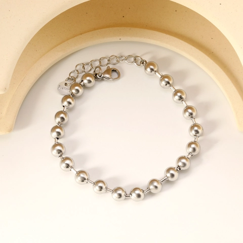 Minimalistisches Kugelarmband Polierter Edelstahl Verstellbare Kette Schmuck Mode Vielseitiges Accessoire Für Frauen
