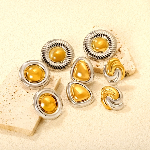 Geometrische Edelstahl Ohrstecker Gold Silber Mix Klobig Minimalistisch Vintage Hochwertiger Schmuck Für Damen