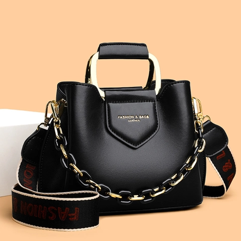 Borsa A Tracolla Da Donna In Pelle PU Con Manico In Metallo Catena Decorativa Borsa A Mano Alla Moda Trendy