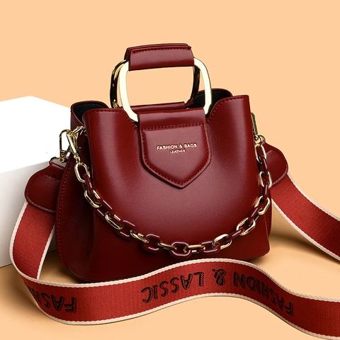Borsa A Tracolla Da Donna In Pelle PU Con Manico In Metallo Catena Decorativa Borsa A Mano Alla Moda Trendy