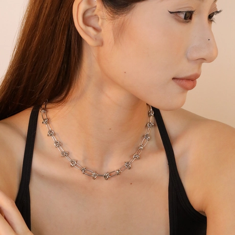 Collana A Catena Con Nodi In Acciaio Inossidabile 304 Gioielli Geometrici Minimalisti Da Donna Design Alla Moda Stile