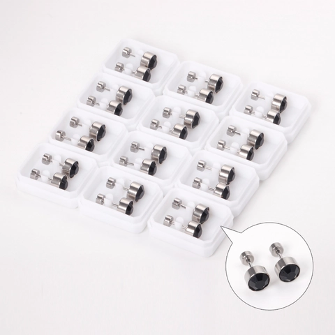 Edelstahl Stecker Ohrringe Mit Schwarzem Zirkonia Rund Geometrisch Schraubverschluss Hypoallergen Schmuck Für Damen
