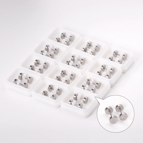 Round Disc Stud Earrings Stainless Steel Minimalist Geometric Screw Back Antiallergic Fashion Jewelry Women