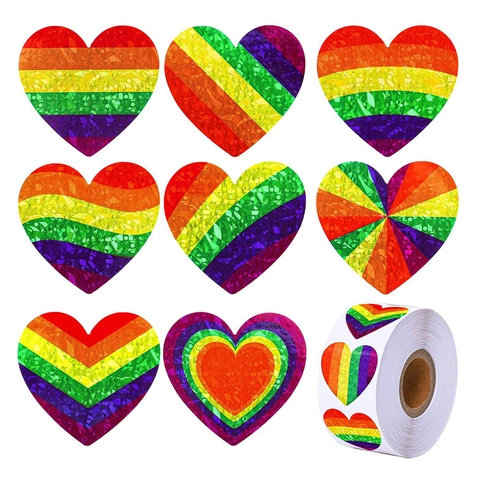 Adesivi Cuore Arcobaleno Etichette Adesive Laser Olografiche Per Confezioni Regalo San Valentino Scrapbooking DIY Decorativi