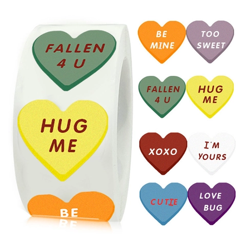 Adesivi Cuore San Valentino Rotolo Etichette Adesive Multicolore Per Confezioni Regalo Sigillo Busta Stampa Lettere Romantiche