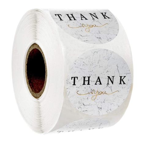 Autocollants Rond Texture Marbre Thank You Étiquettes Auto-Adhésives Pour Emballage Cadeau Scellage D'enveloppe Papeterie