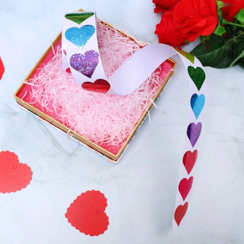Adesivi Cuore Olografico Laser Scintillante Colorato Autoadesivo Decorativo San Valentino Confezione Regalo Fai Da Te