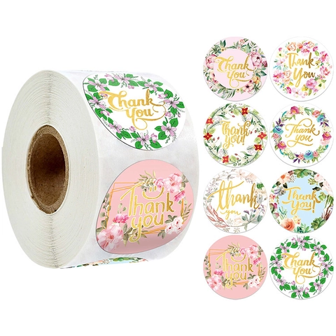 Thank You Aufkleber Rund Floral Goldfolie Selbstklebend Etiketten Siegel Für Geschenkverpackungen Kleinunternehmen